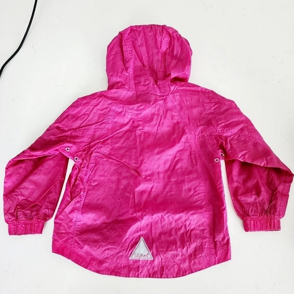 L.L. Bean Pink Hooded Windbreaker Lined Jacket Girl's Size 4 Casual Outdoors EUC